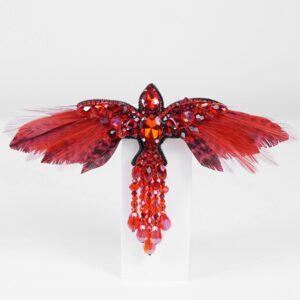 This Red Phoenix Beaded Brooch