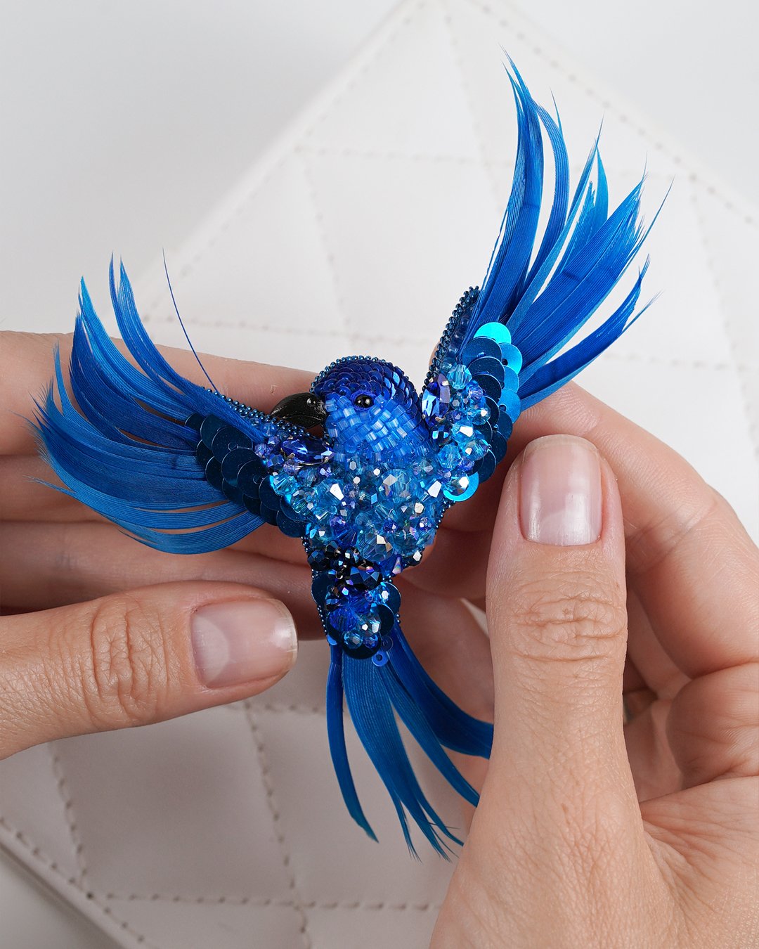 Aurora Bird Brooch - Aqua Blue - Image 3