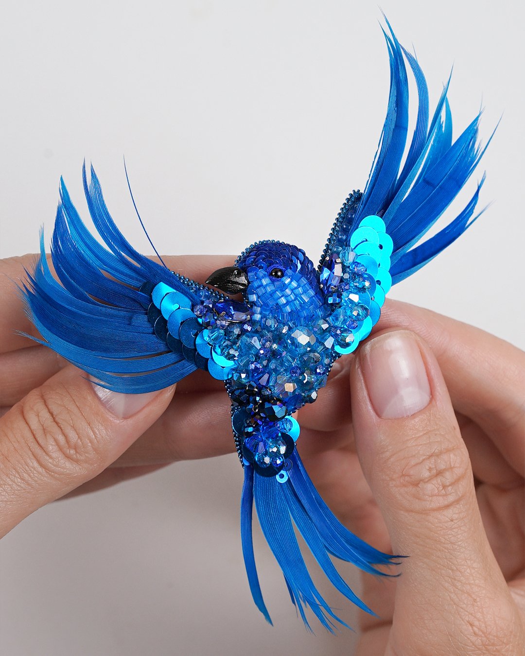 Aurora Bird Brooch - Aqua Blue - Image 4
