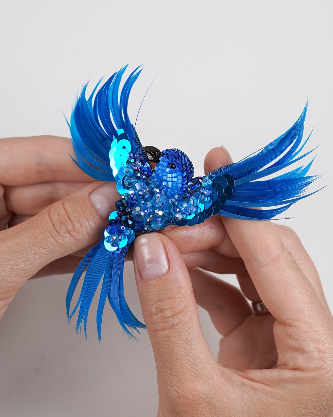 Aurora Bird Brooch - Aqua Blue - Image 5