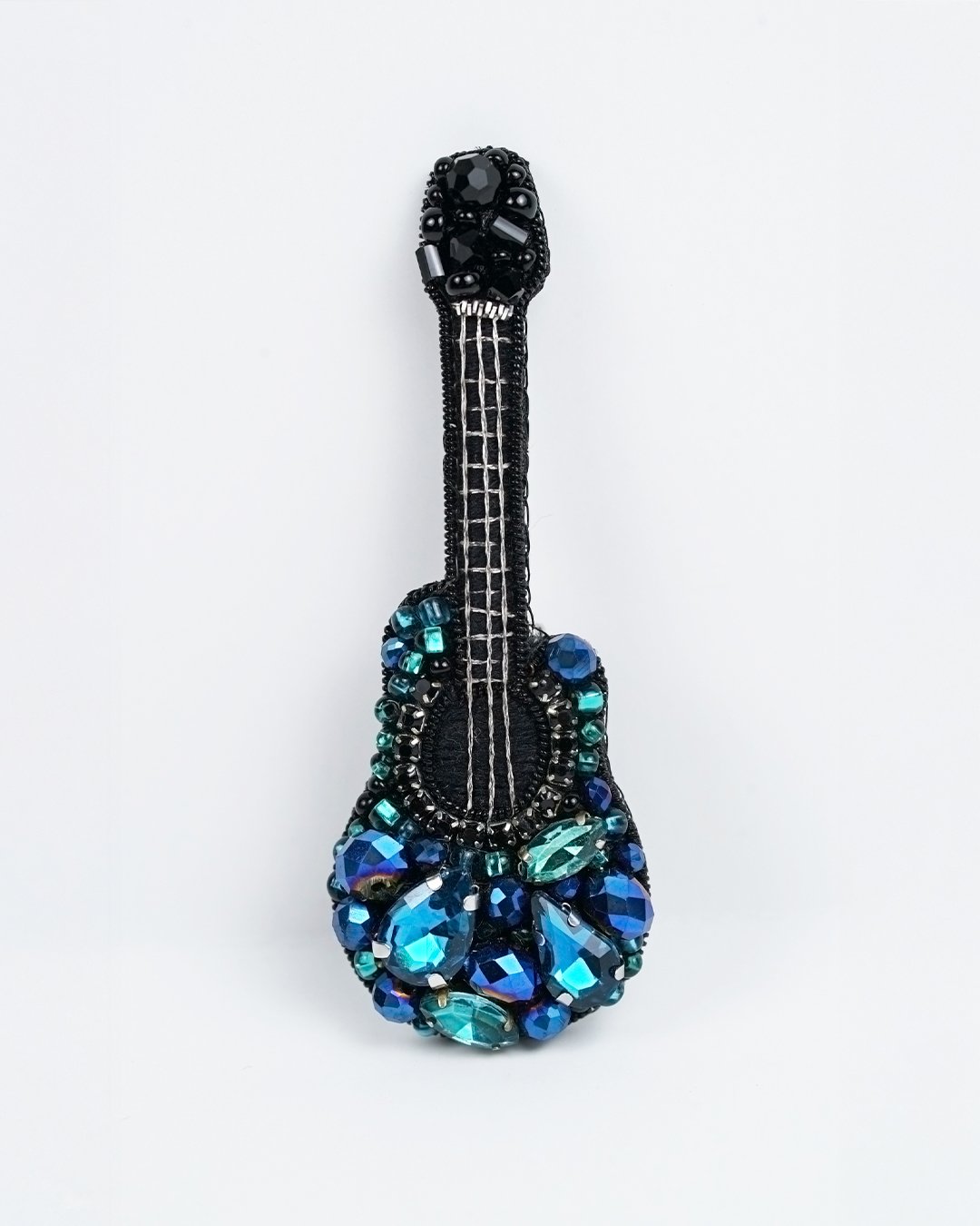 Blue Guitar Beaded Brooch - Image 11