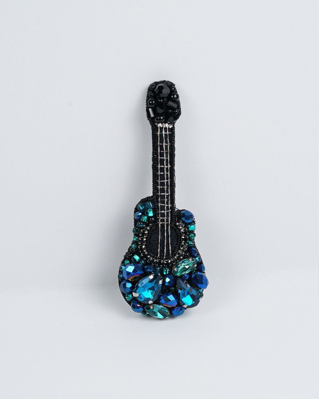 Blue Guitar Beaded Brooch - Image 2