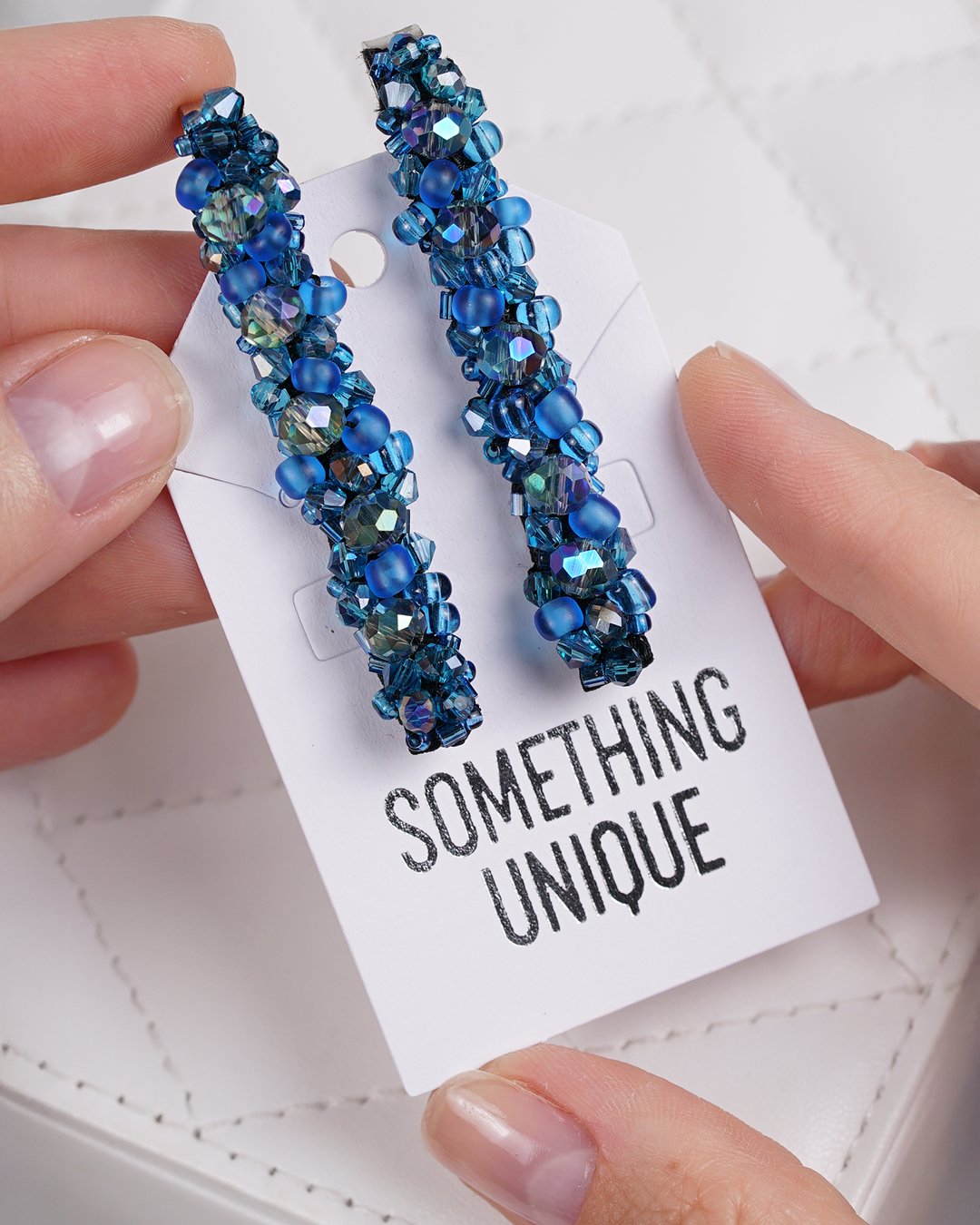 Aqua Blue Beaded Hair Clips - Image 16