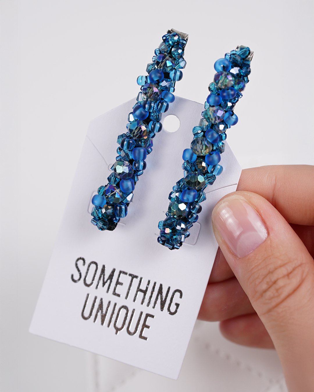 Aqua Blue Beaded Hair Clips - Image 11