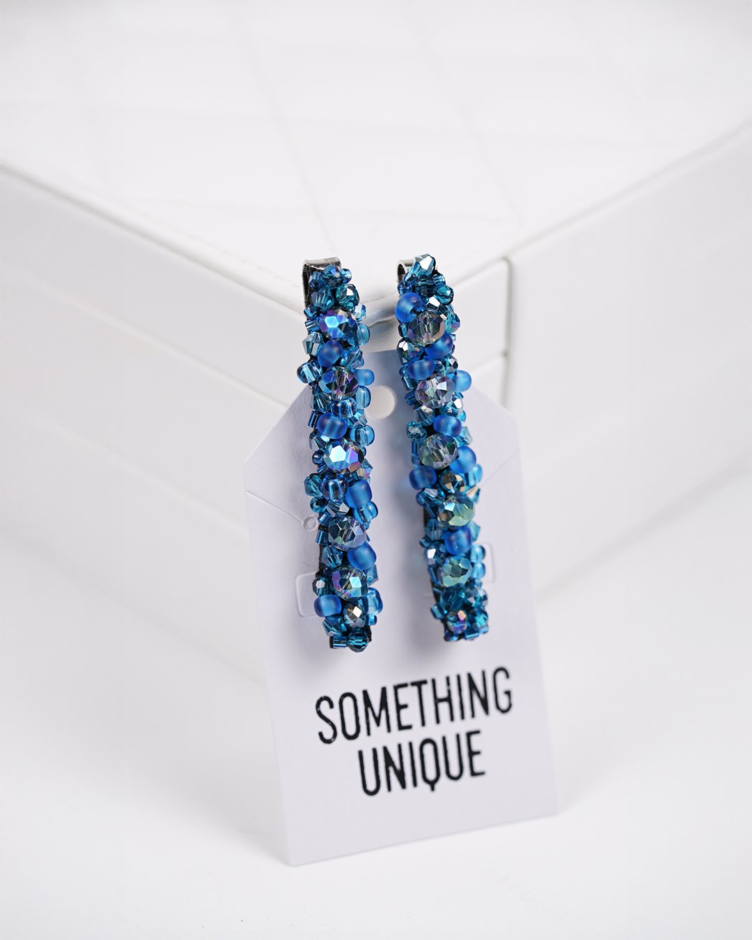 Aqua Blue Beaded Hair Clips - Image 9