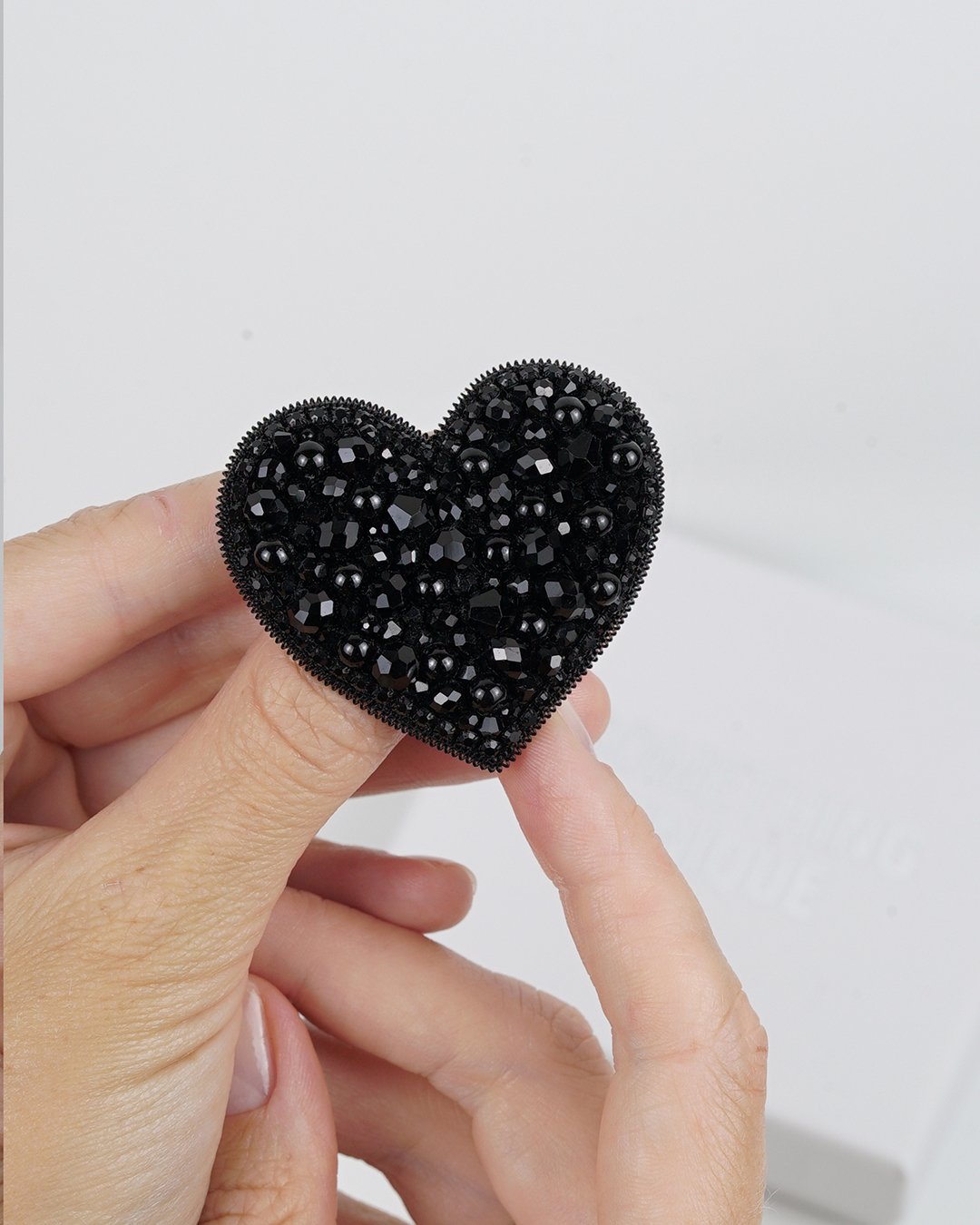 Heart Beaded Brooch - Black - Image 7