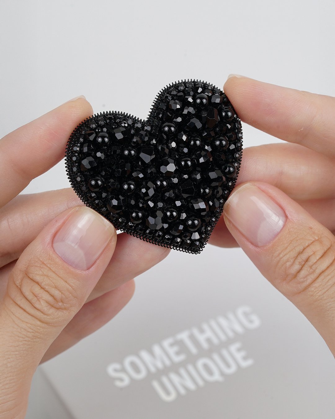 Heart Beaded Brooch - Black - Image 8