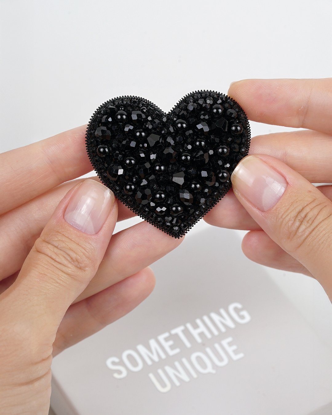 Heart Beaded Brooch - Black - Image 9