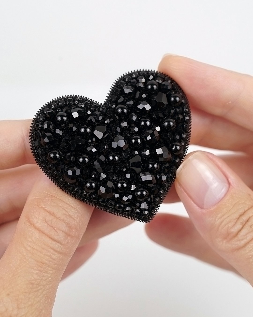 Heart Beaded Brooch - Black - Image 10