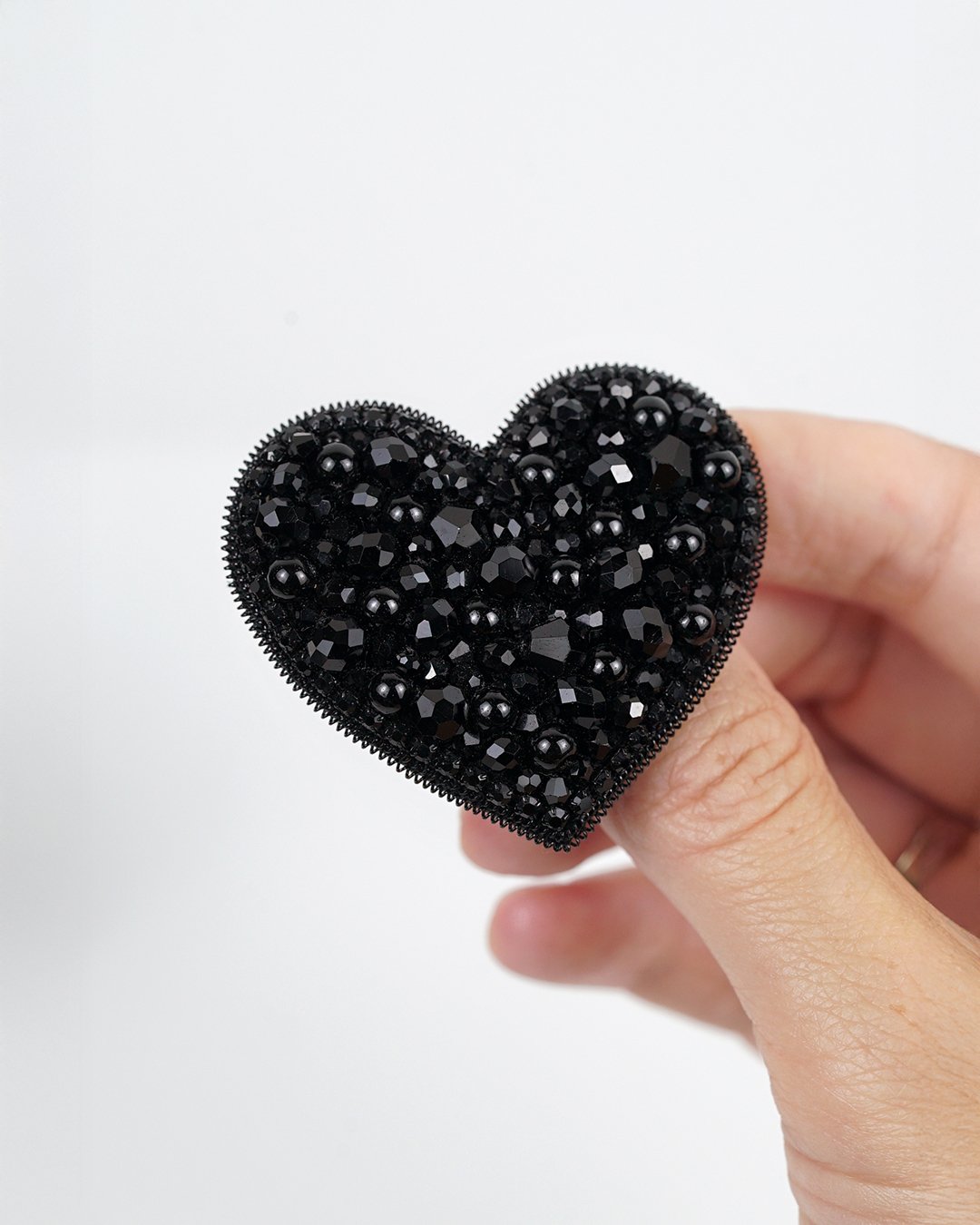 Heart Beaded Brooch - Black - Image 11
