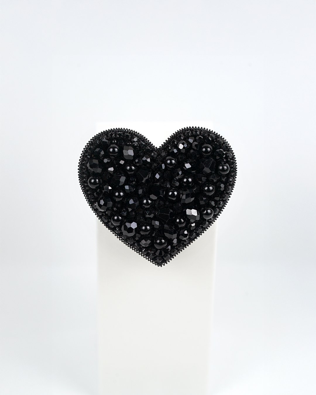 Heart Beaded Brooch - Black - Image 12