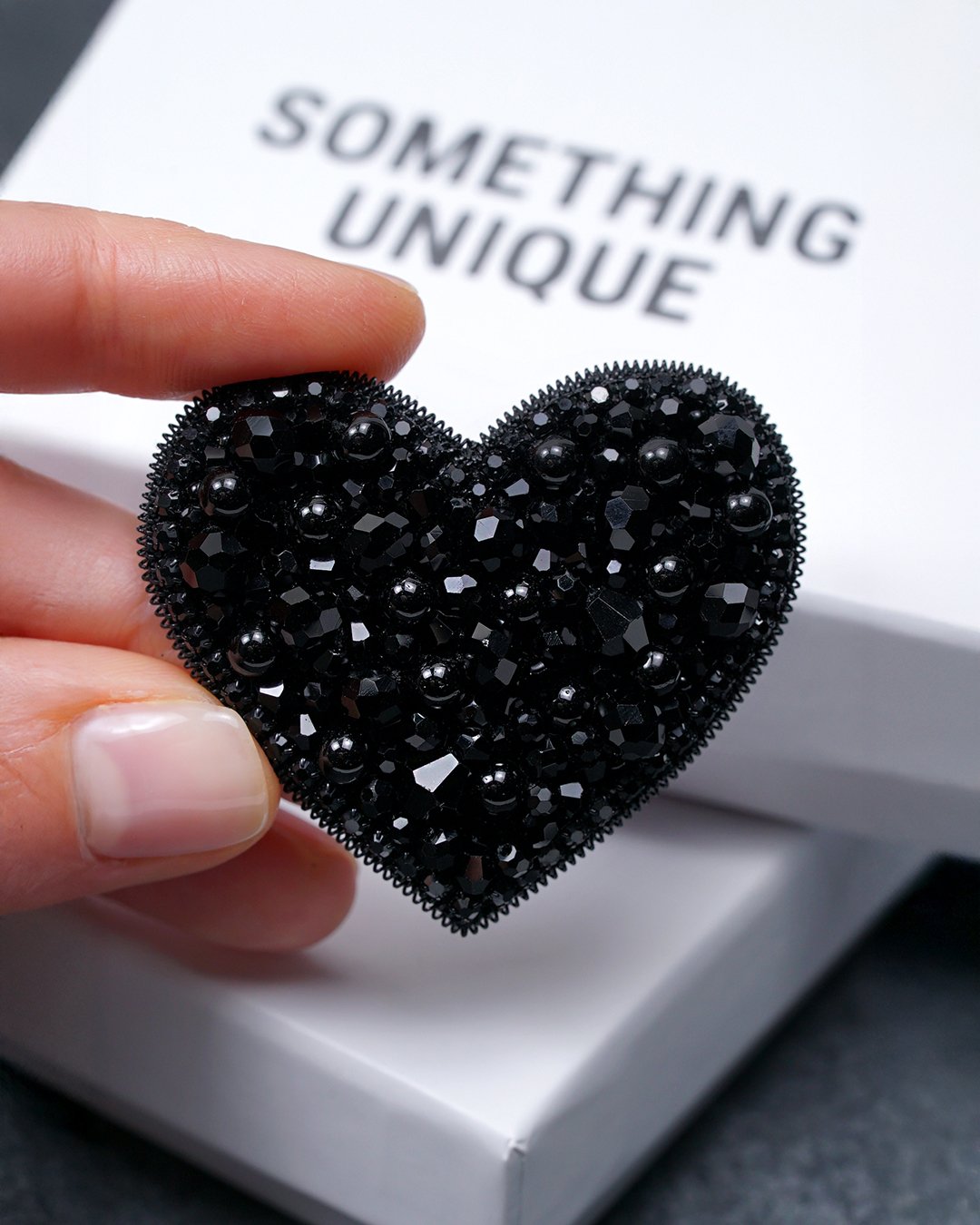 Heart Beaded Brooch - Black - Image 16