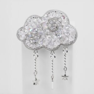 Silver Cloud Beaded Brooch