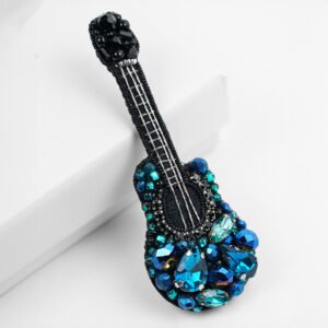 Blue Guitar Beaded Brooch