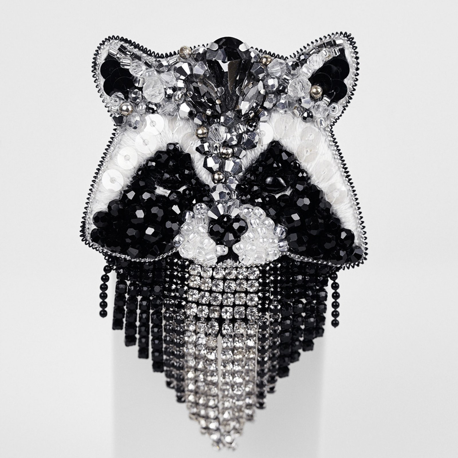 Raccoon Beaded Brooch