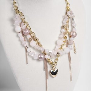 Rebel Chain Necklace – Rose Quartz & Gold