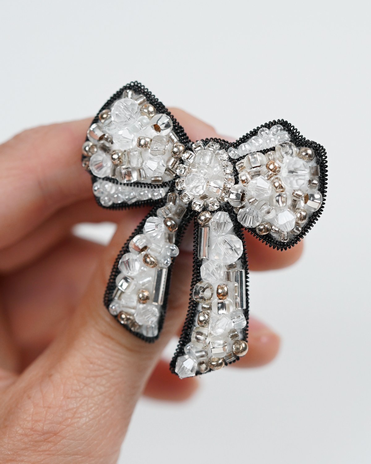 Bow Brooch - Silver White - Image 8