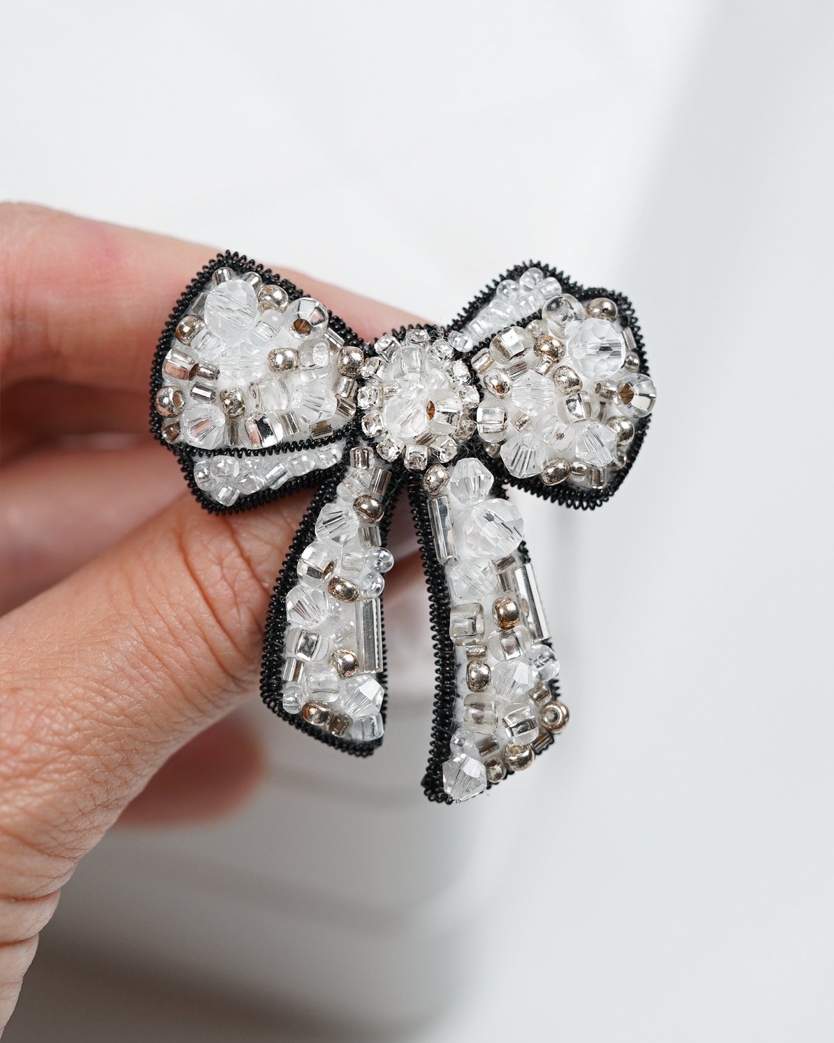 Bow Brooch - Silver White - Image 12