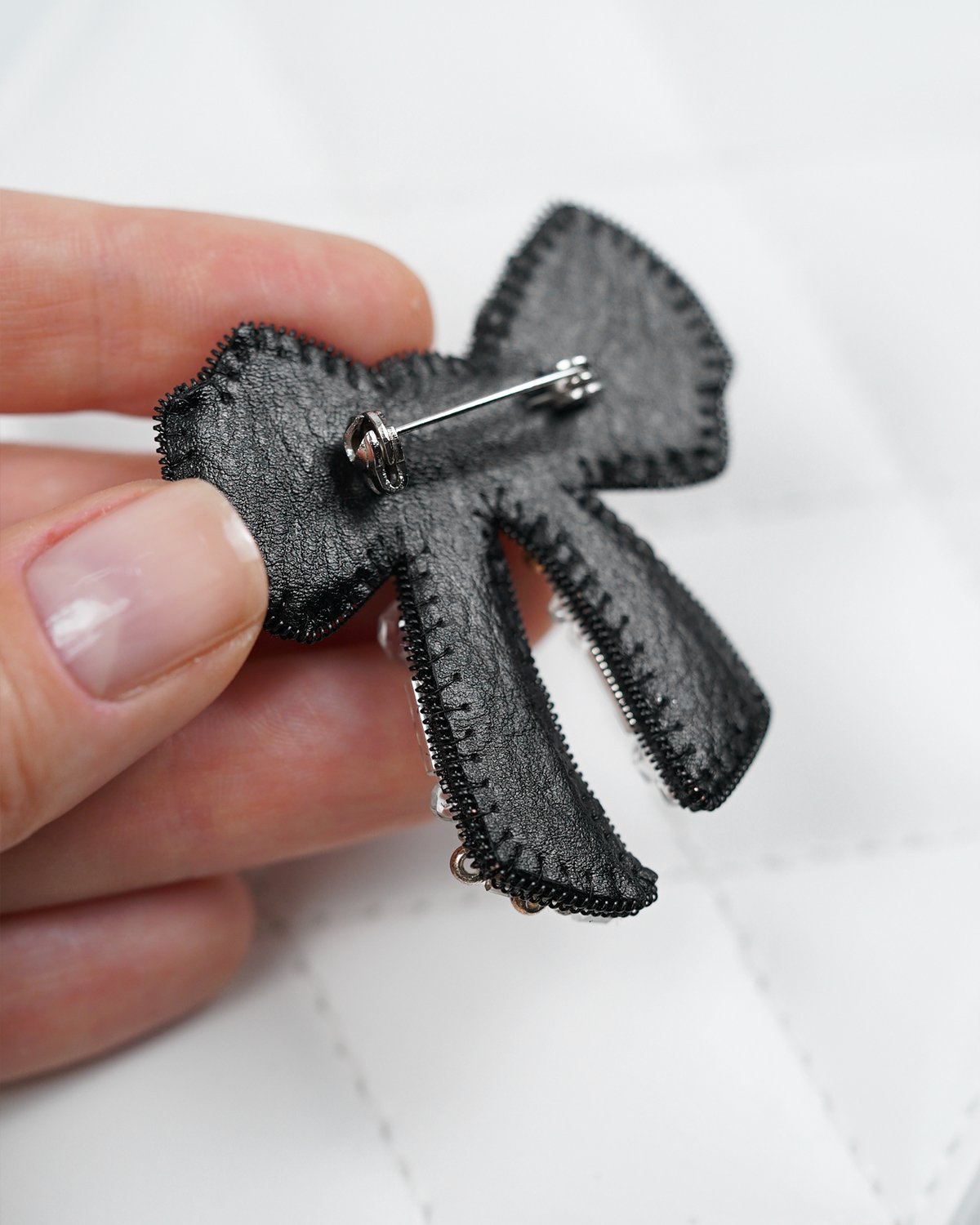 Bow Brooch - Silver White - Image 13