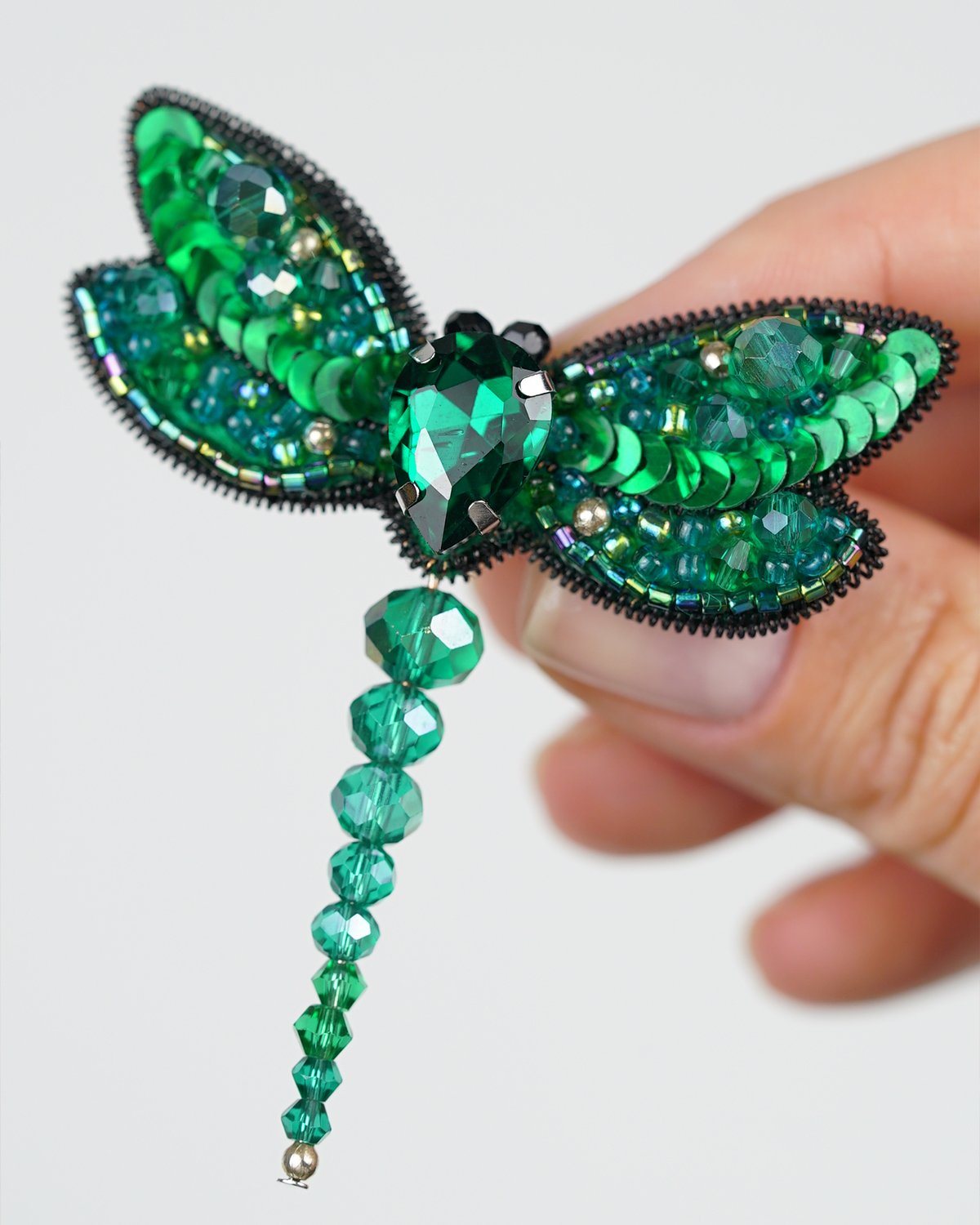 Dragonfly Brooch - Emerald - Image 6