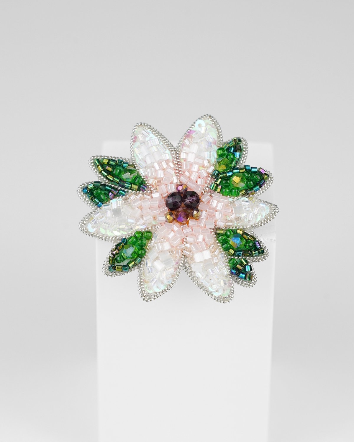 Spring Flower Beaded Brooch - Image 2