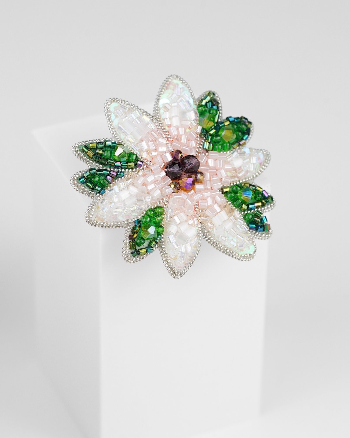 Spring Flower Beaded Brooch - Image 3