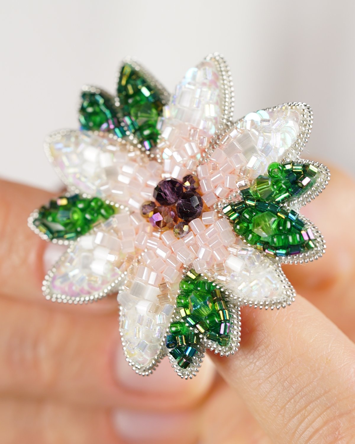 Spring Flower Beaded Brooch - Image 8