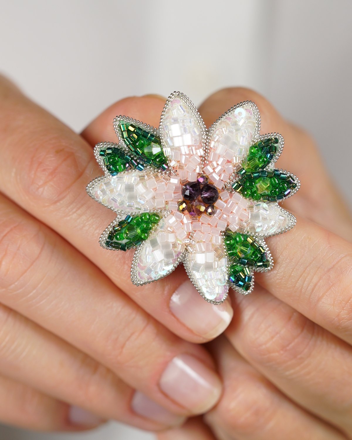 Spring Flower Beaded Brooch - Image 6