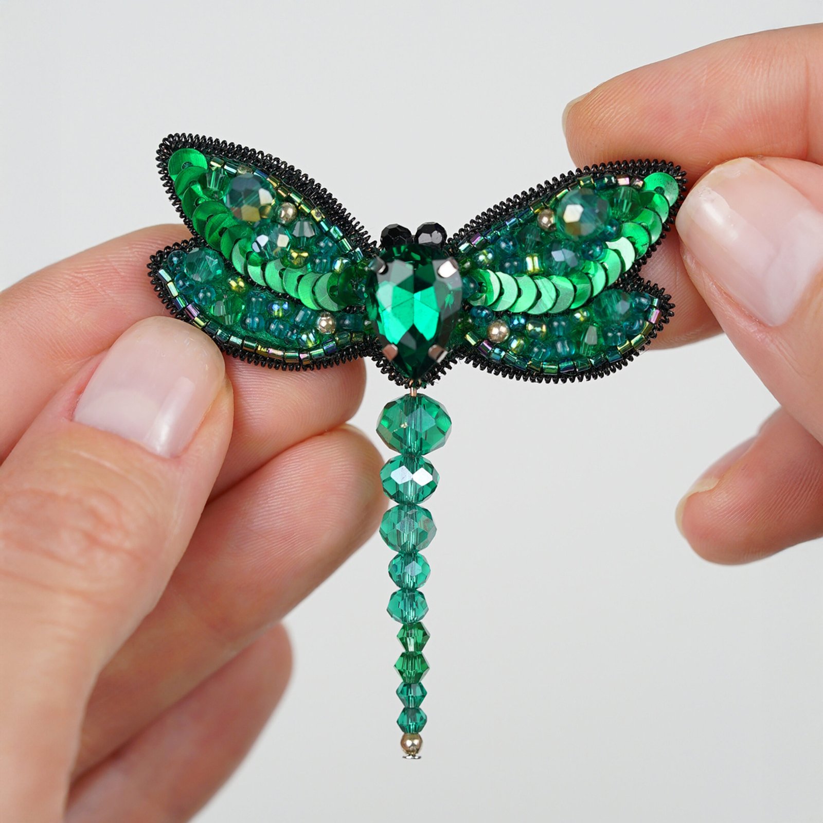 Dragonfly Brooch - Emerald