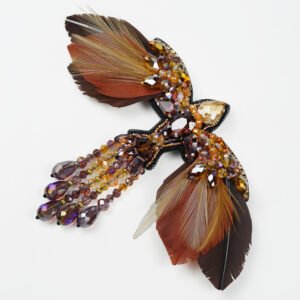 Phoenix Beaded Brooch - Autumn colors