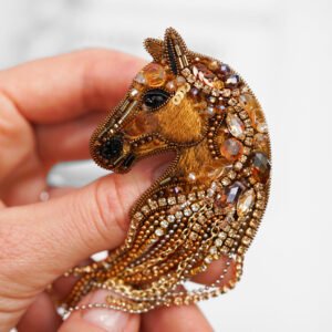 Caramel Horse Brooch