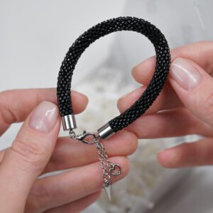 Black bracelet made with Japanese Miyuki delica seed beads