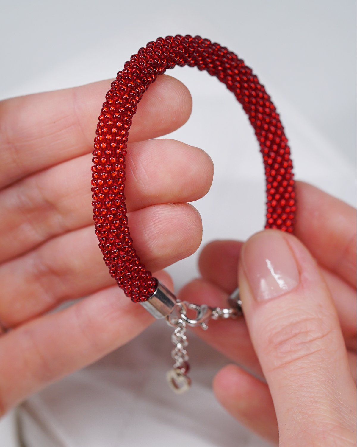 Red Crocheted Bracelet - Image 2