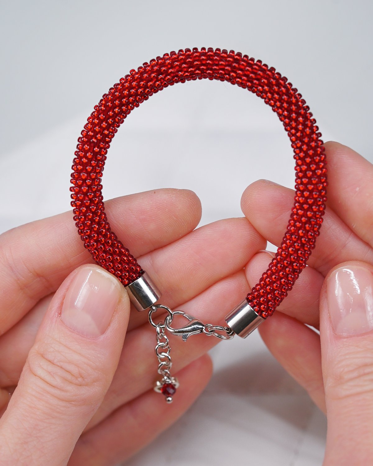 Red Crocheted Bracelet - Image 12