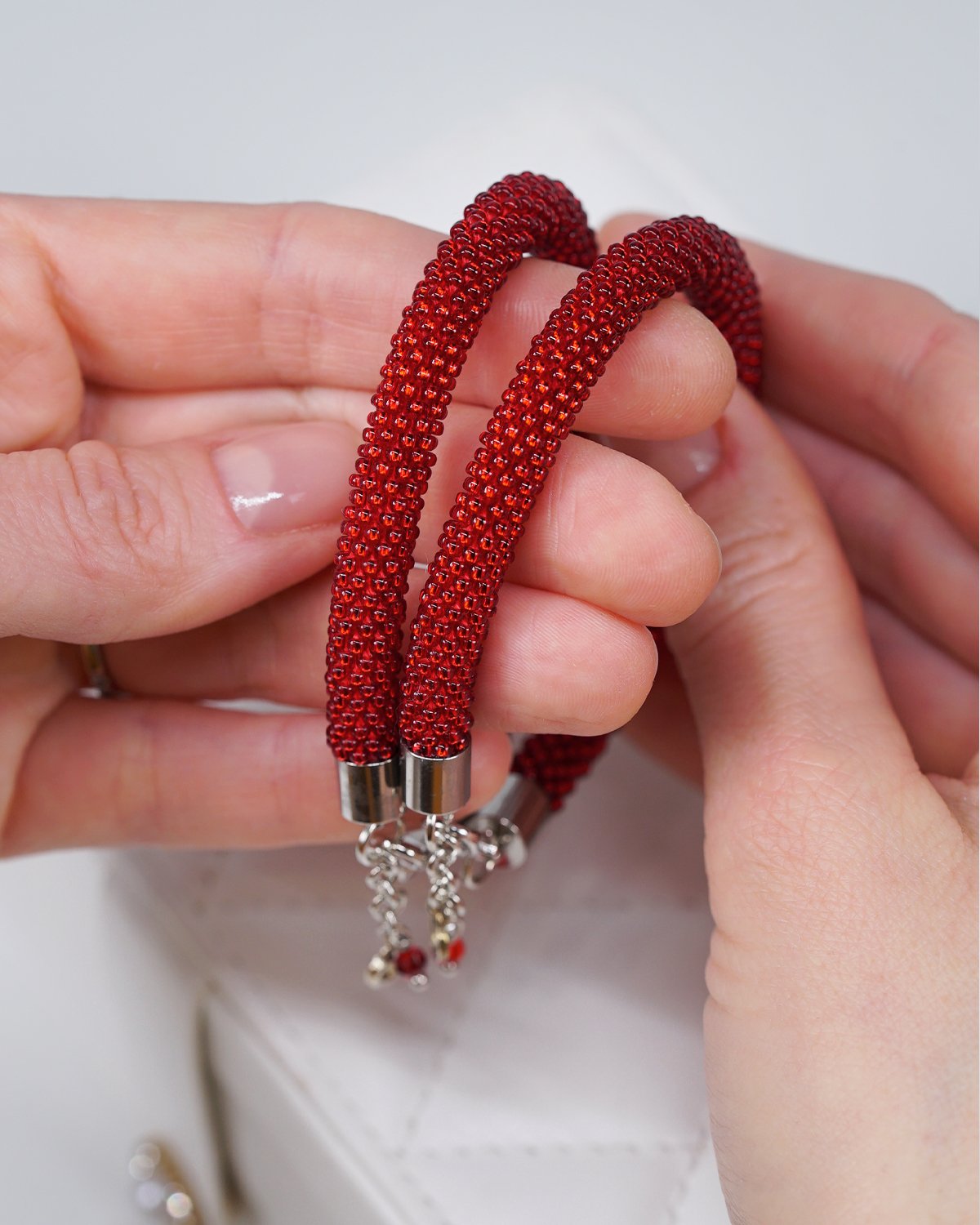 Red Crocheted Bracelet - Image 9