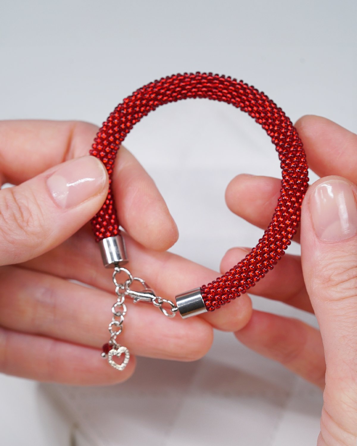 Red Crocheted Bracelet - Image 8