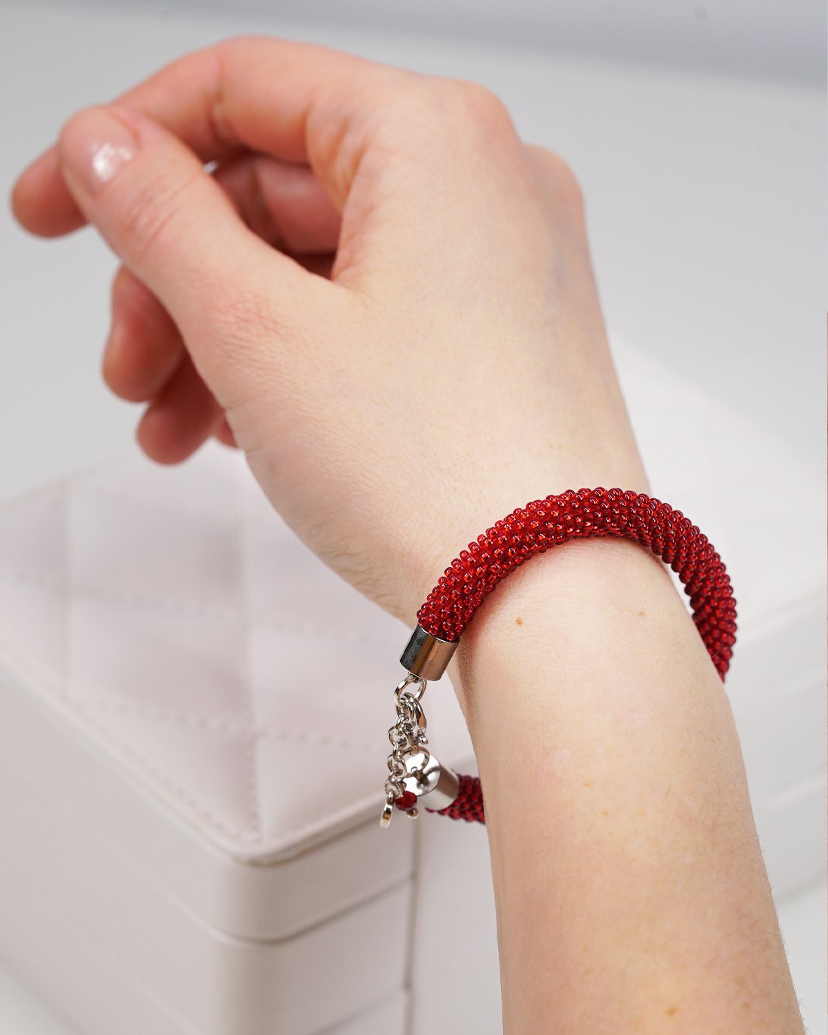 Red Crocheted Bracelet - Image 6