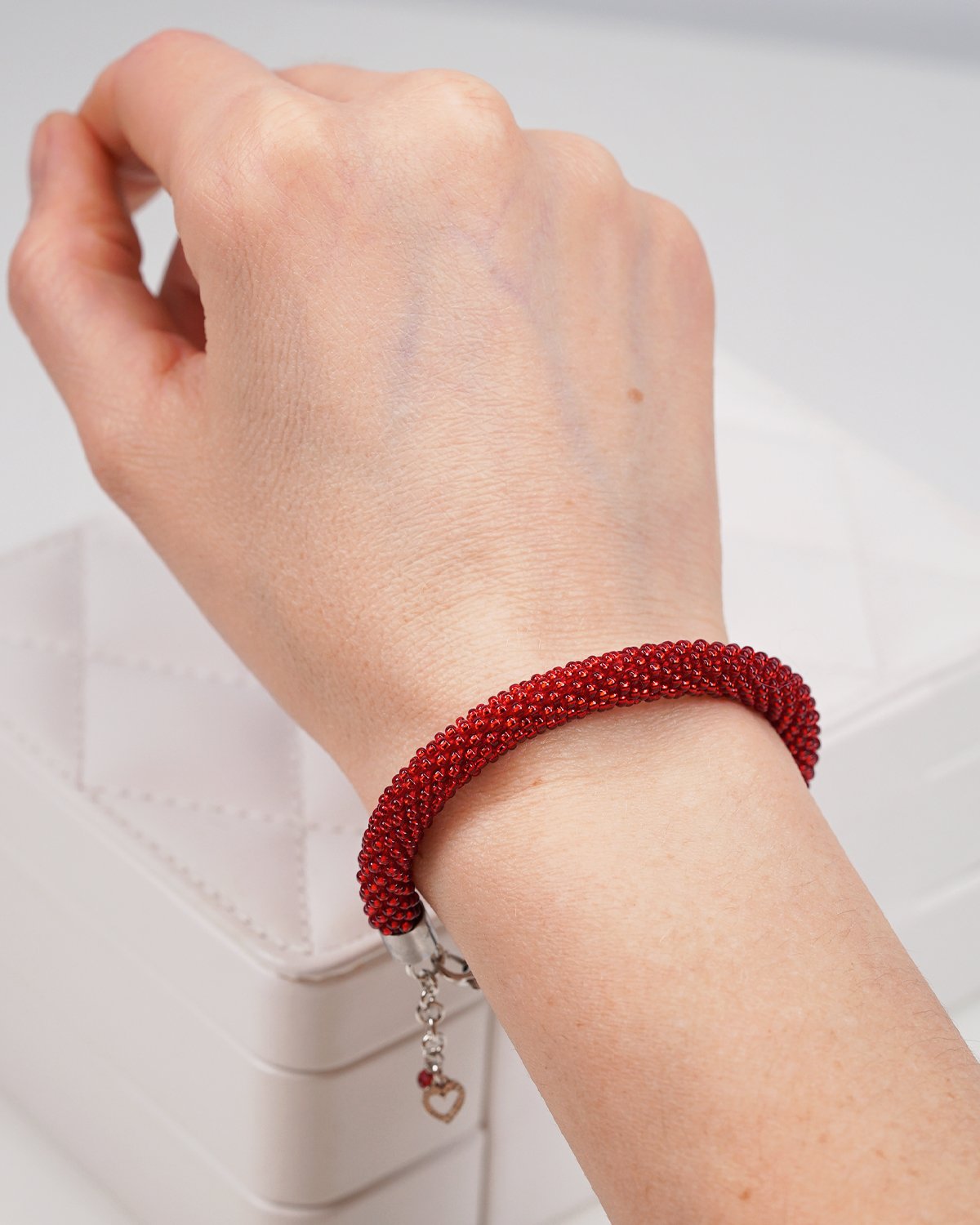 Red Crocheted Bracelet - Image 4